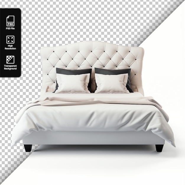 PSD double bed isolated on transparent background