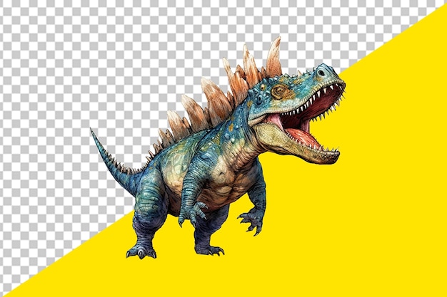 Psd drawing of a dinosaur with a yellow background with Transpaarent background