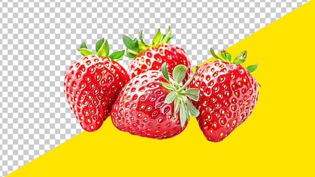 Psd drawing of a strawberry with a green leaf on the bottom With Transparent Background