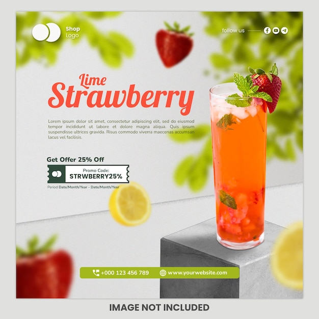 PSD psd drink menu social media post instagram template for restaurant and ecommerce promotion