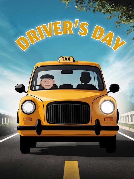 PSD Drivers Day poster with a driver visible through the windshield on the road