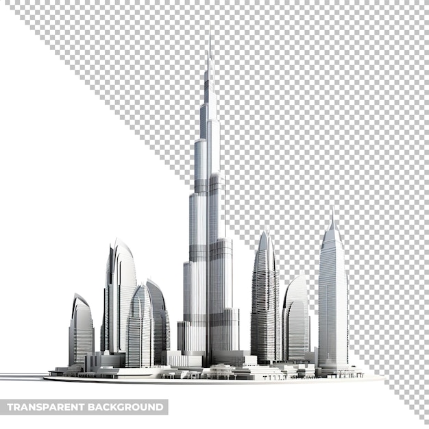 psd dubai skyline isolated without background