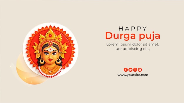 PSD Durga in Subho Bijoya Happy Dussehra Indian Festival navami greeting background