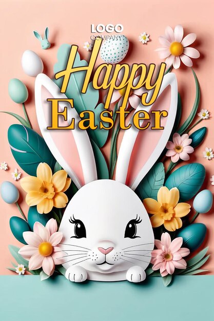 PSD easter bunny illustration background