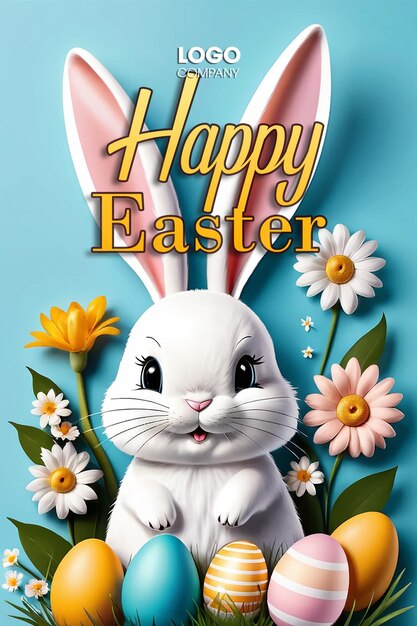 PSD easter bunny illustration background