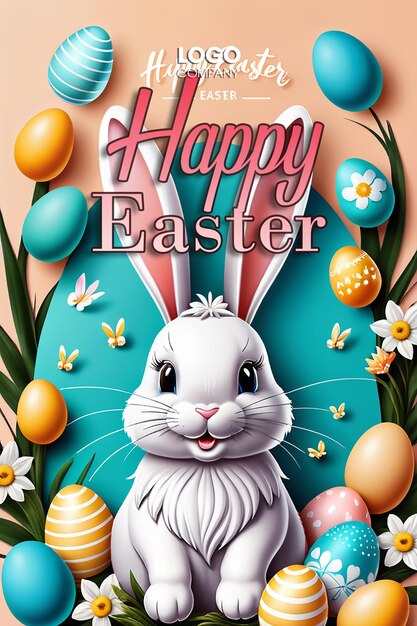 PSD easter bunny illustration background