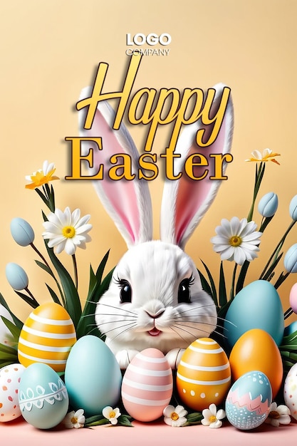 PSD easter bunny illustration background