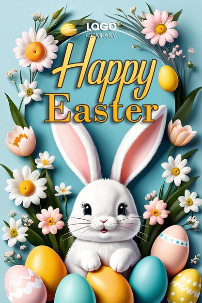 PSD easter bunny illustration background