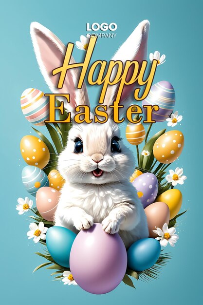 PSD easter bunny illustration background