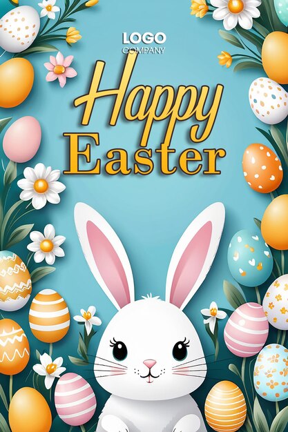 PSD easter bunny illustration background