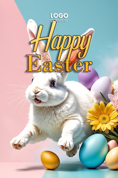 PSD easter bunny illustration background