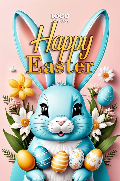 PSD easter bunny illustration background