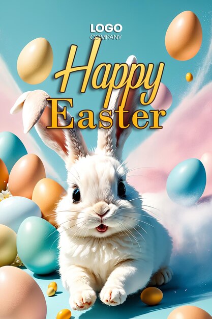 PSD easter bunny illustration background