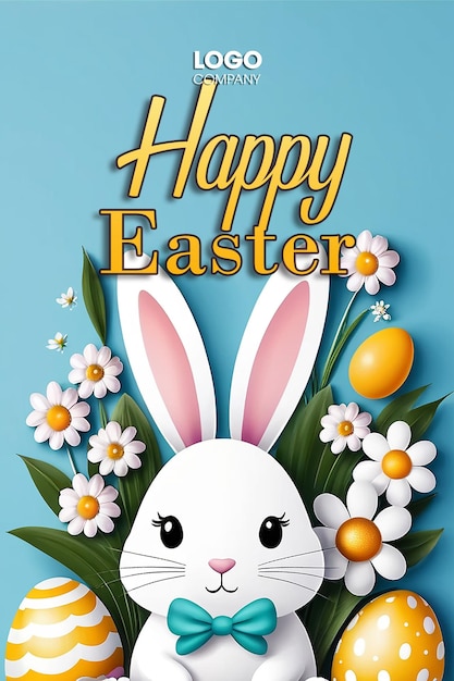 PSD easter bunny illustration background