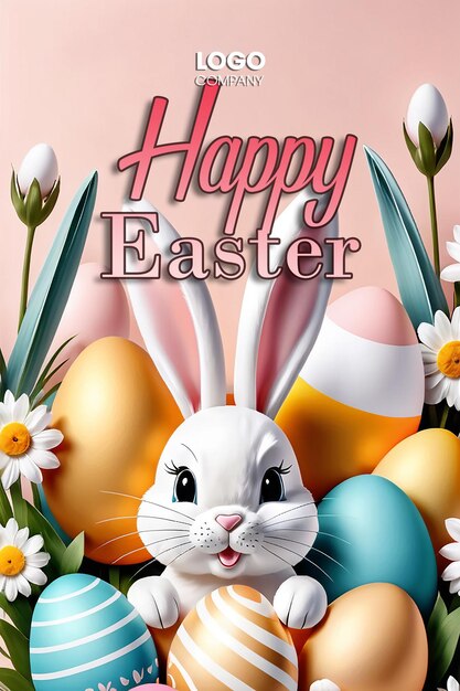 PSD easter bunny illustration background