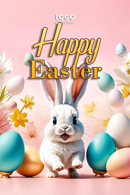 PSD easter bunny illustration background