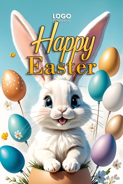 PSD easter bunny illustration background