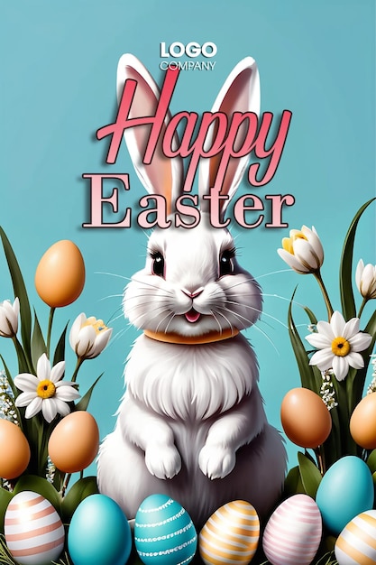 PSD easter bunny illustration background