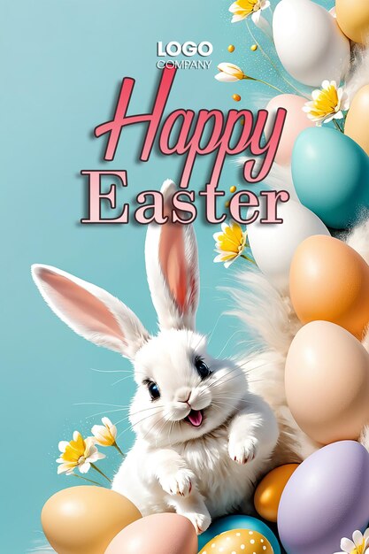 PSD easter bunny illustration background