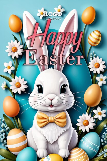 PSD easter bunny illustration background