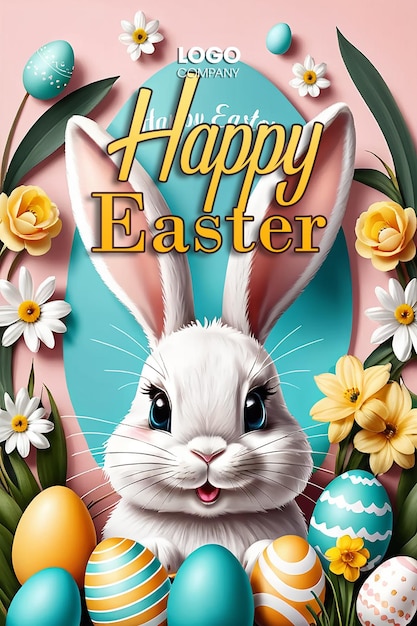 PSD easter bunny illustration background