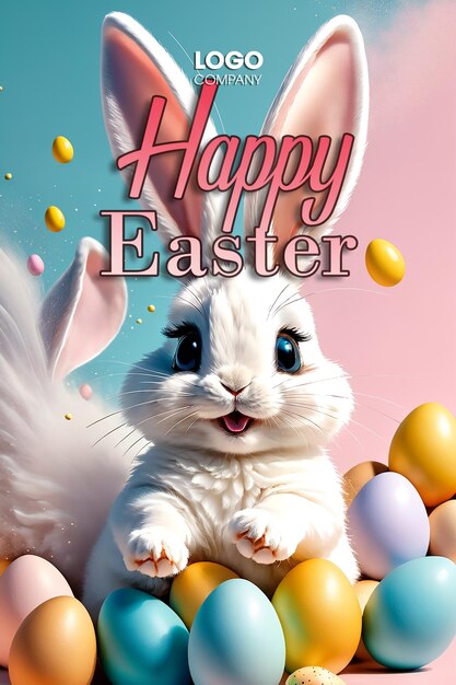 PSD easter bunny illustration background