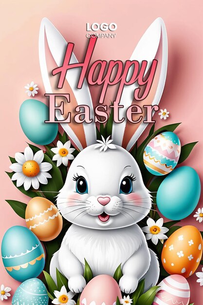 PSD easter bunny illustration background