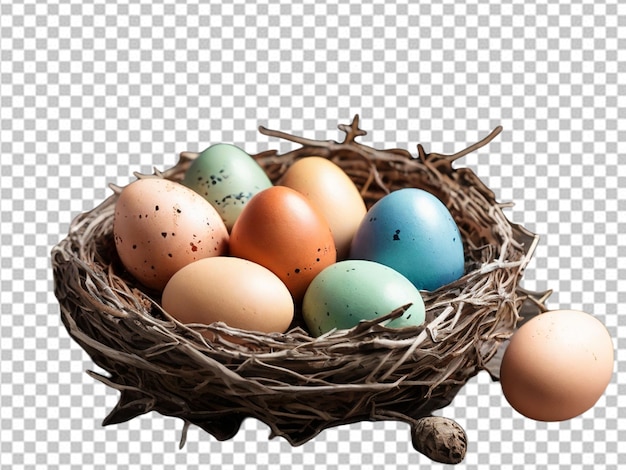 PSD of a Easter decorative eggs in basket