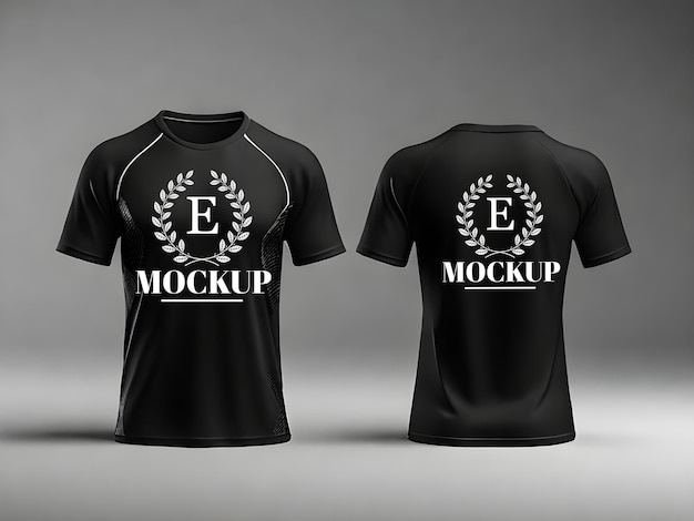 PSD editable 3d rendering sports tshirt front and back mockup template design