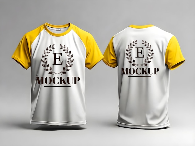 PSD editable mens 3d rendering white sports tshirt front and back mockup template