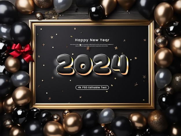 PSD editable text effect happy new background