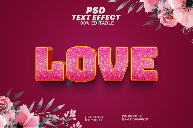 PSD psd editable text effect love premium