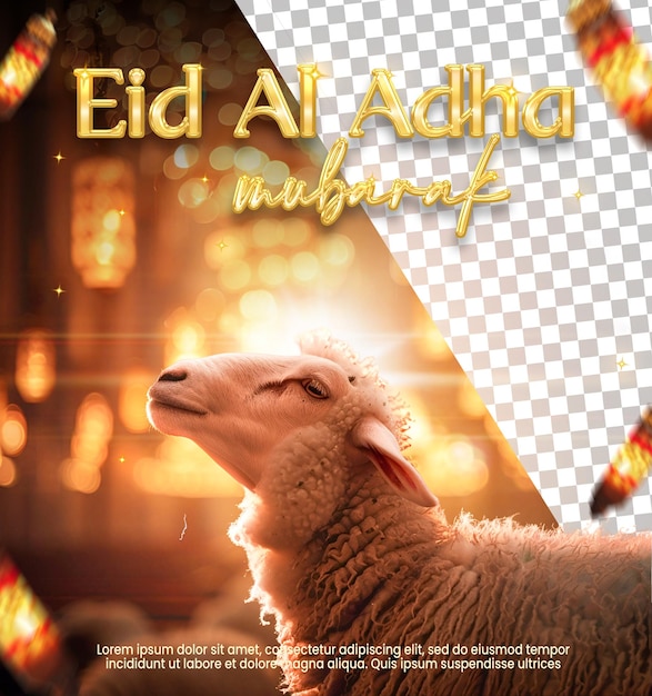 PSD psd eid al adha greeting poster with sheep eid ul adha poster template design with editable text