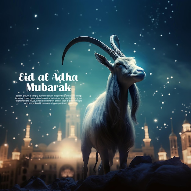 Psd eid al adha mubarak islamic festival social media post template