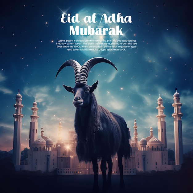 Psd eid al adha mubarak islamic festival social media post template