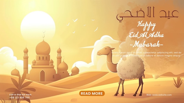 PSD Eid al adha mubarak islamic festival social media template