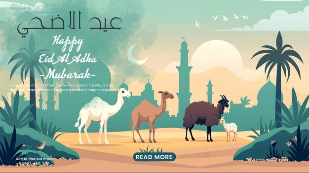 PSD Eid al adha mubarak islamic festival social media template