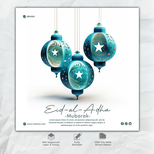 PSD psd eid al adha mubarak islamic social media banner template