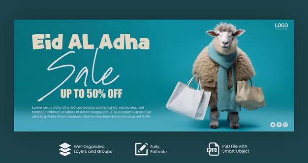 PSD psd eid aladha sale banner eid al adha shopping sale banner template eid sale advertising banner