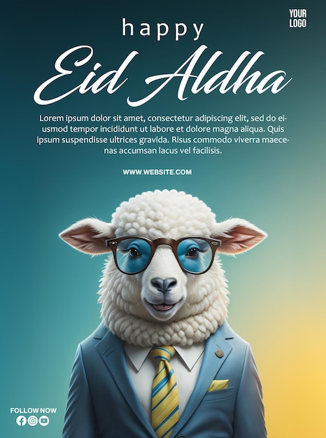 PSD Eid Aldha Eid alAdha Happy Eid with lamb Sheep Wid Mubarak