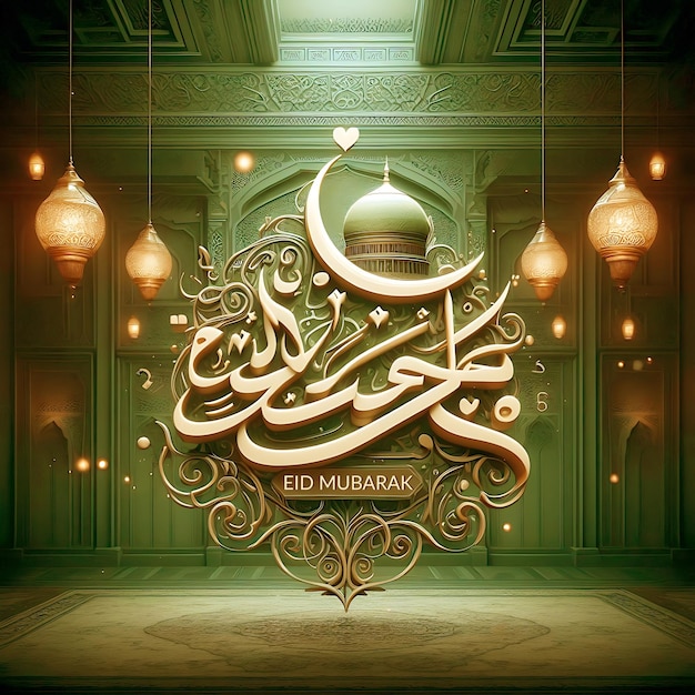 PSD Eid Mubarak Muslim celebrations Islamic colorful background desin