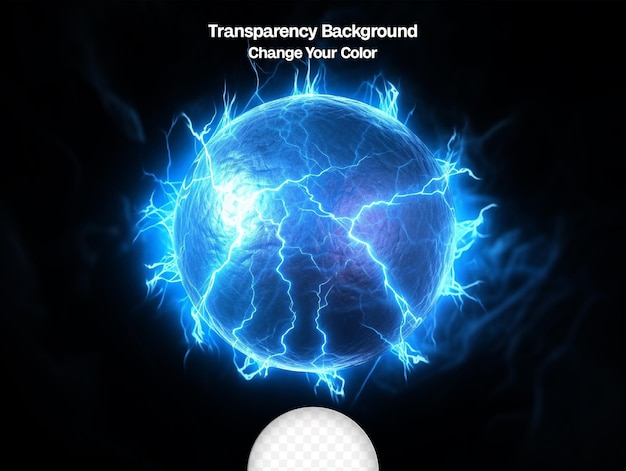 PSD electric ball of lightning effect a transparent background