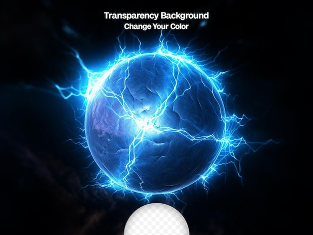 PSD electric ball of lightning effect a transparent background