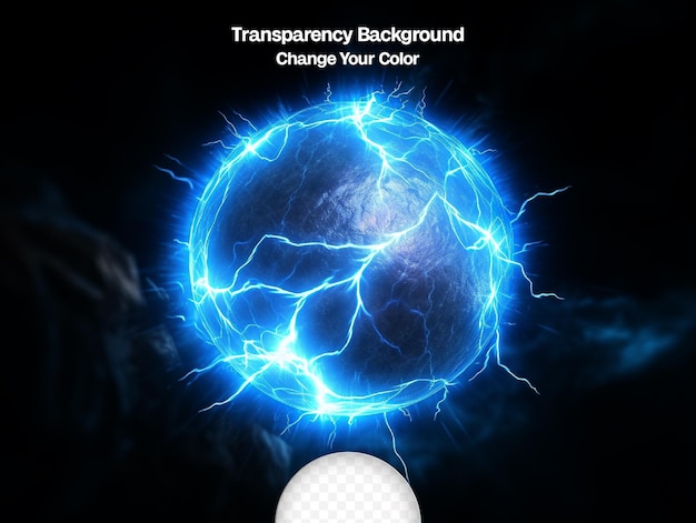 PSD electric ball of lightning effect a transparent background