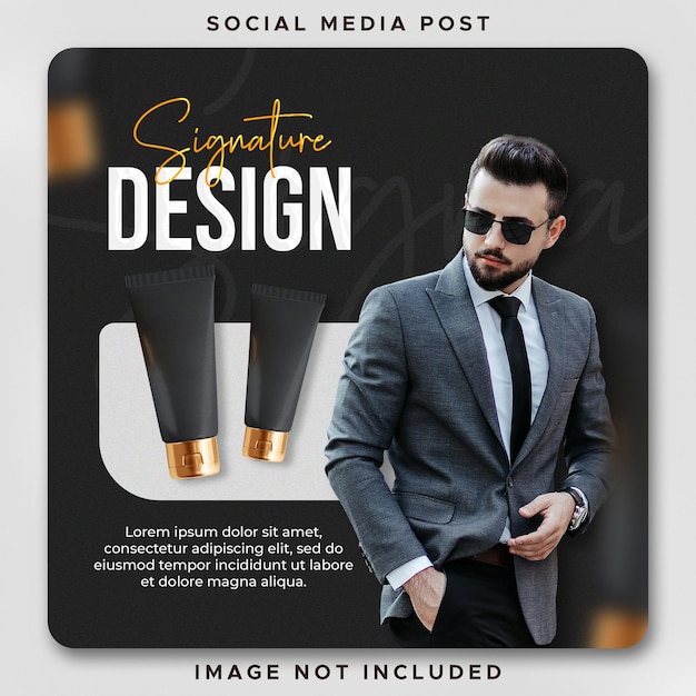 PSD elegant signature design socal media post template