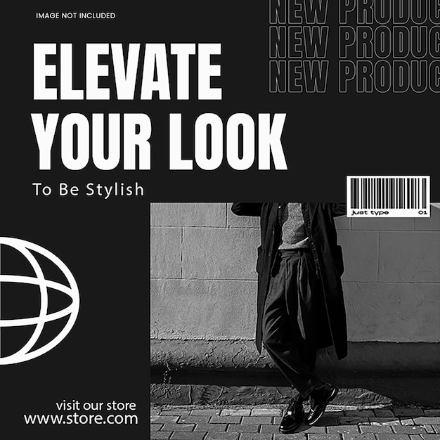 PSD psd elevate your look fashion promotional design for social media and instagram post template