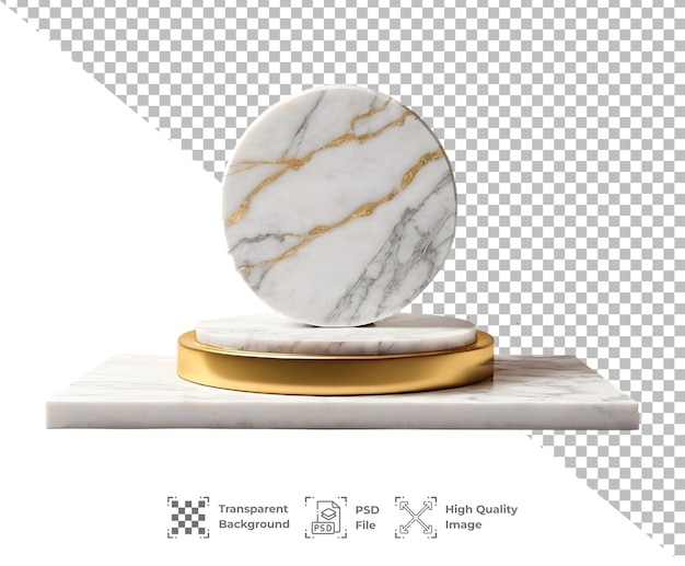 PSD Empty beautiful Marble Podium on transparent background