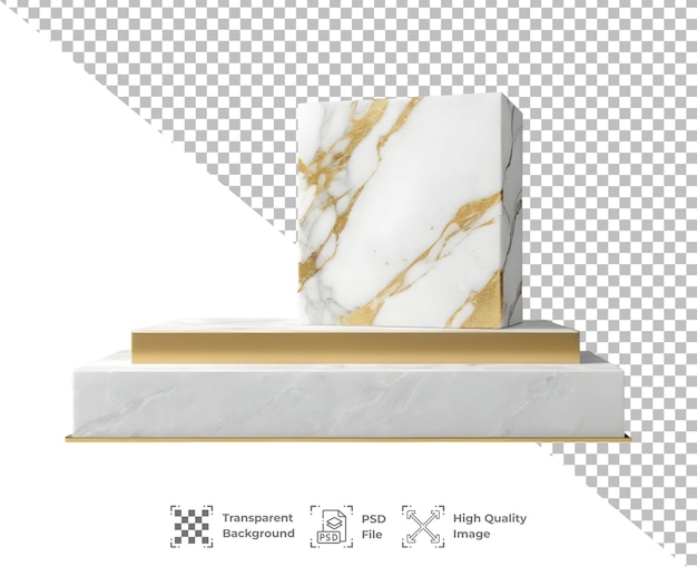 PSD Empty beautiful Marble Podium on transparent background