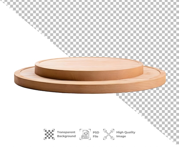 PSD Empty beautiful round wood table Podium on transparent background