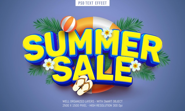 PSD End of season summer sale promotion with editable text effect 3d style